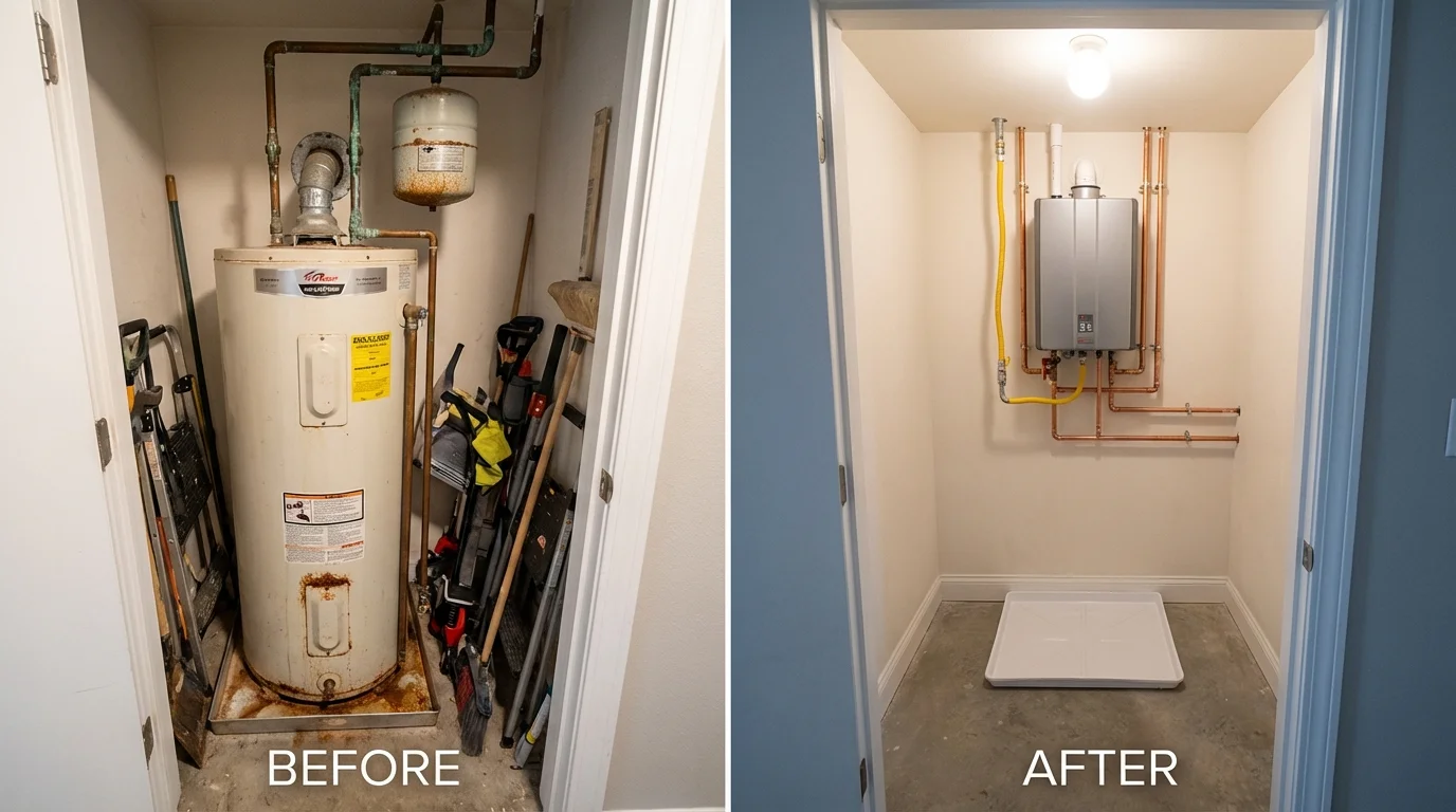 Tank water heater versus wall-mounted tankless unit comparison for Sisters, OR homeowners